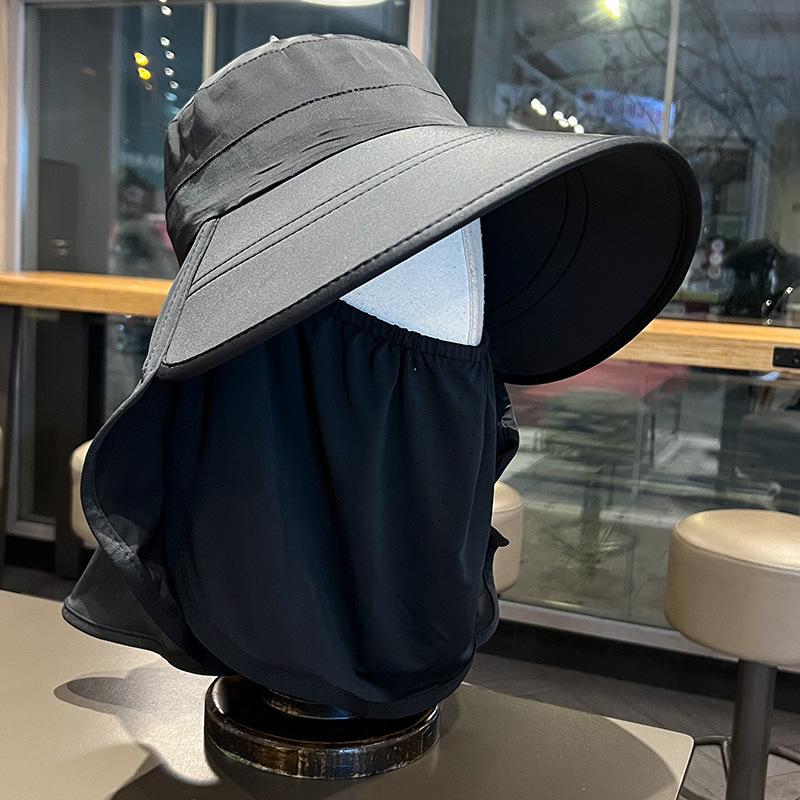 Casual Foldable Shawl Fisherman Hat Wide Brim Adjustable Ice Silk Sunscreen Hat Anti Uv Breathable Tea Picking Hat Summer
