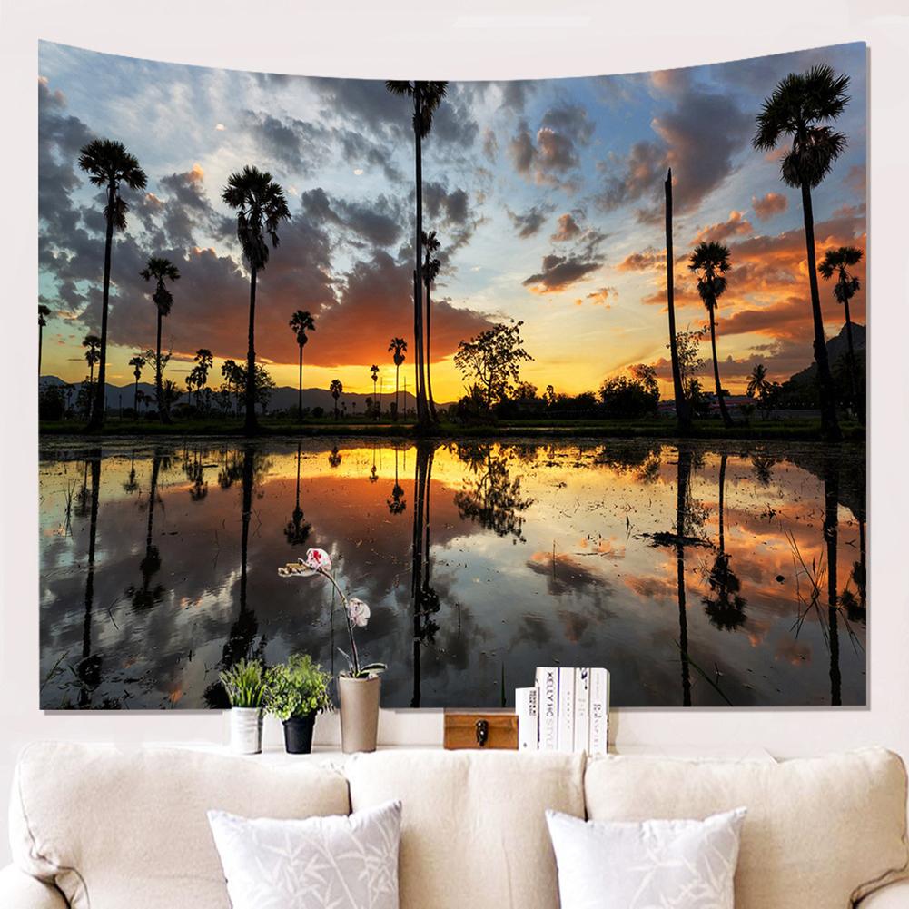 Natural Landscape Series Printed Tapestry Mountain Water Tree Background Painting Wall Decoration Blanket Tablecloths Beach Towels