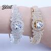 Women Buckle Bracelet Bangle with Opening Closing Design Sparkling Cubic