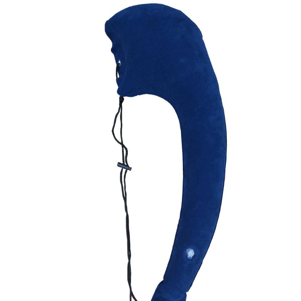 

Foldable Side Sleeping Pillow PVC Portable Headrest Travel Inflatable Pillow High Speed Trains темно-синього кольору