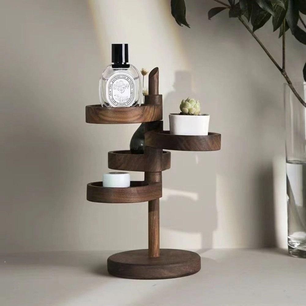 Wooden Key Storage Rack Rotatable Earring Holder Show case Jewelry Organizer  Hair Tie