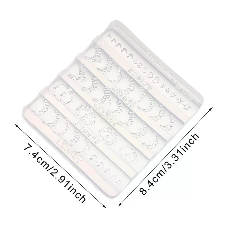 3D Spitzenbesatz Nailart Silikonform Französischer Rock Stern Herz Muster Schablonen Vorlagen DIY Schnitzwerkzeuge Maniküre Zubehör