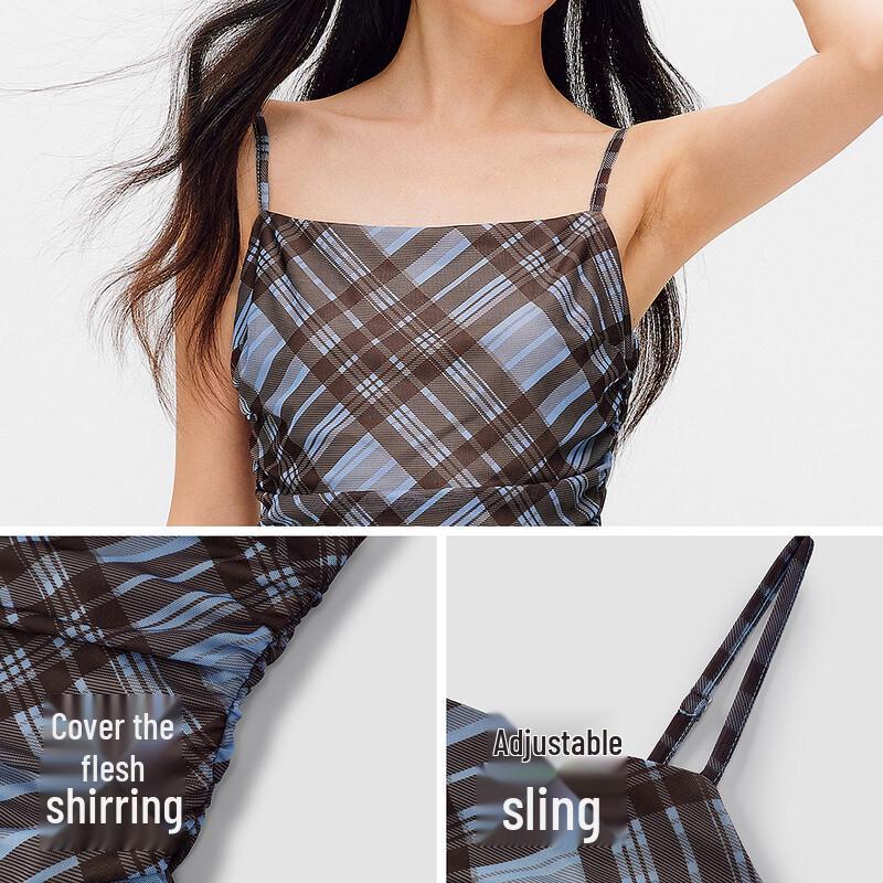 Semir Plaid Pleated Cami Dress