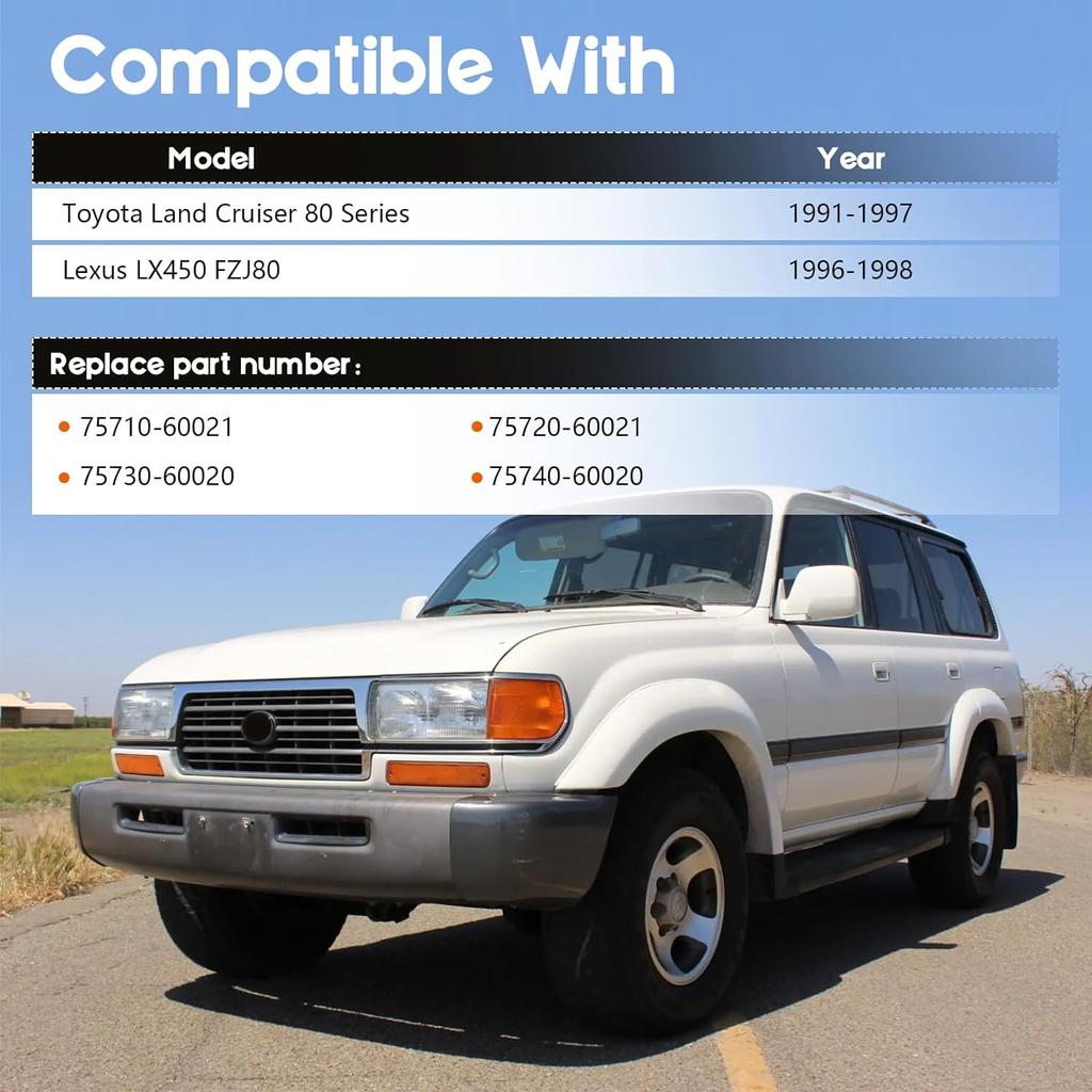 Weatherstrip Door Window Molding Trim Seal Belt Compatible with Toyota Land Cruiser 1991-1998, Lexus LX450 1996-1997 Replace:75710-60021 75720-60021