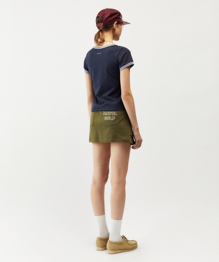 Mayol Cotton Color Block Cargo Skirt_Khaki