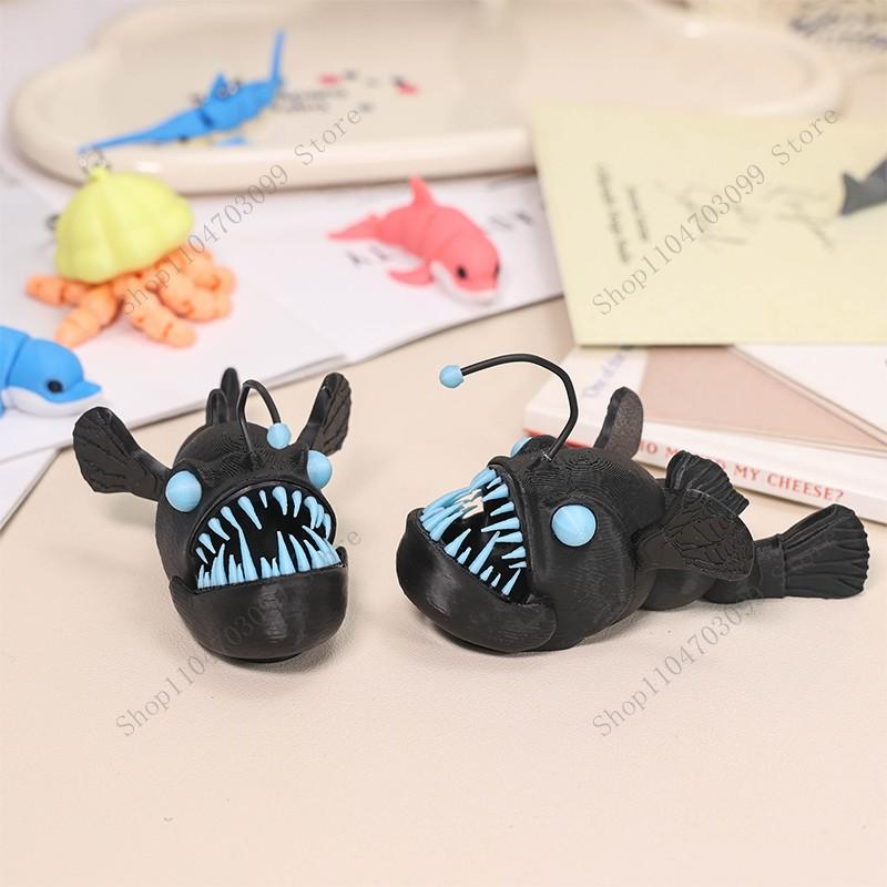 3DPrinted Animal figure Movable Joint Moldel Shark Bearded Dragon Dolphin Hermit Crab Ferret Raccoon Angler Fish Home Decor Gift