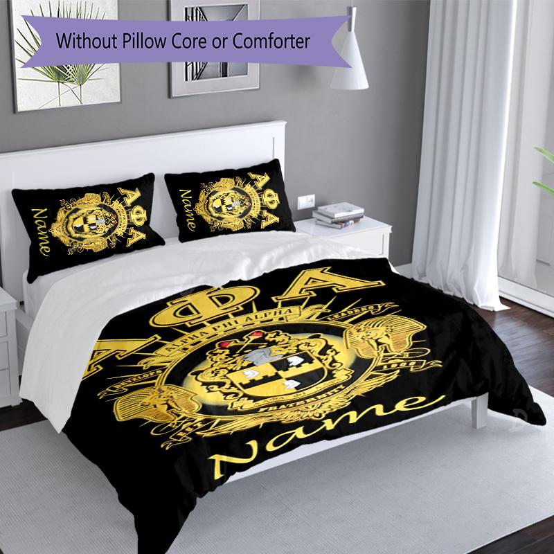 3pcs Custom Name Alpha Phi Alpha Set,Includes 1 Duvet Cover and 2 Pillowcases,All-season Bedroom Decor
