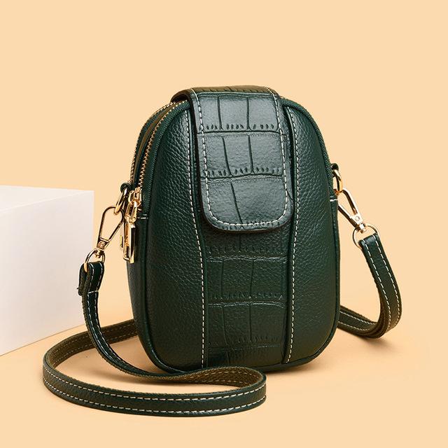 Vintage Small Crossbody Bag Women Alligator PU Messenger Bag Small Double-layer Handbag Shopping Lady Purse Phone Bag