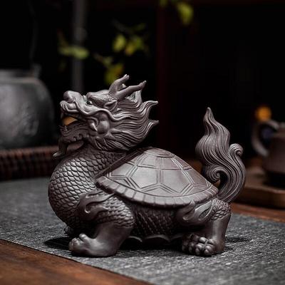Zisha Ceramic Dragon Turtle Figurine