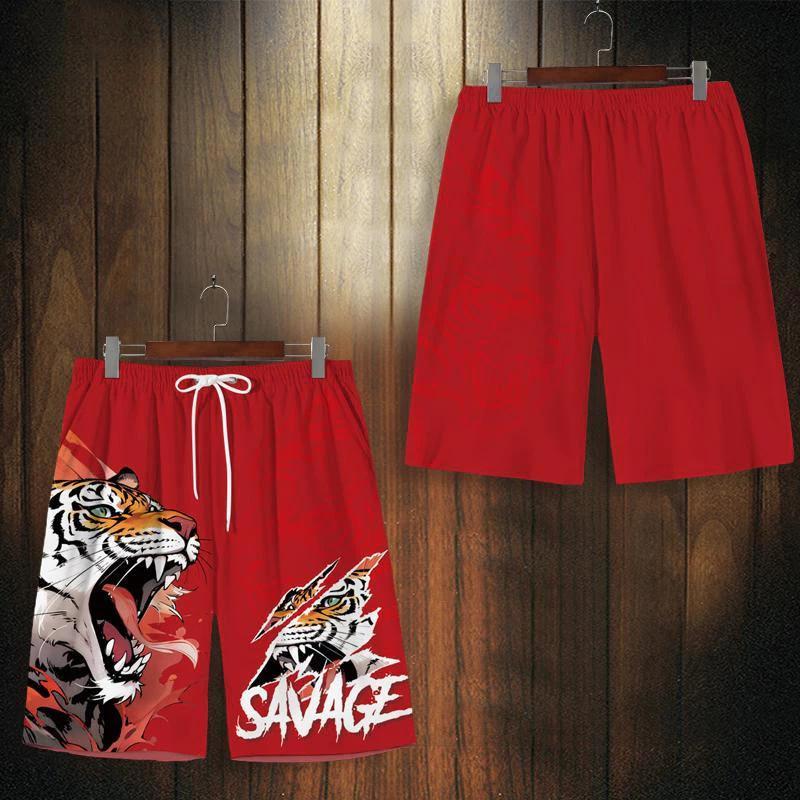 Pantaloncini da Allenamento Boxe Muay Thai Kickboxing Tigre Rossa Nera Cinese Stampa Arti Marziali Boxer Unisex Uomo Donna Bambino Combattimento Fitness Sport Palestra Allenamento