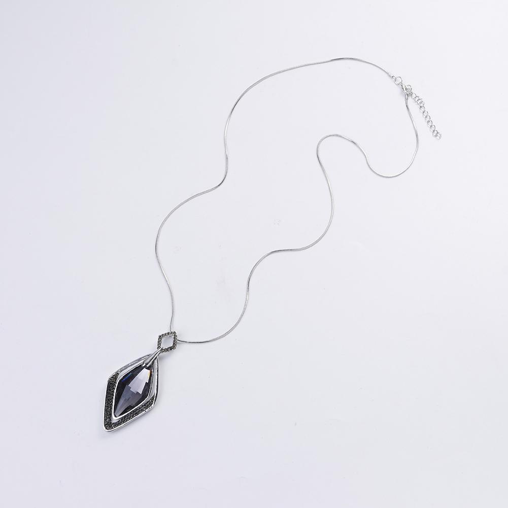 Faux Gemstone Rhinestone Rhombus anheng genser kjede kvinner halskjede