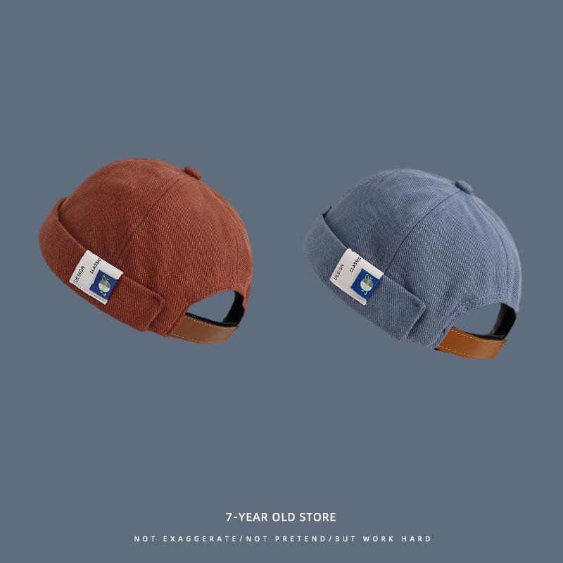 Cool Hat Men's Japanese Style Street Hip Hop Brimless Melon Rind Hat Fe Student Street Retro Landlord Hat K-Stylefashion Yuppie Hat For Cm