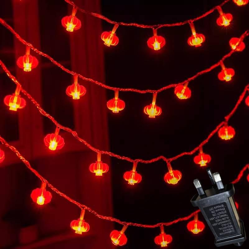 Lucky Character Led String Lights Home Decoration Small Red Lanterns For Holiday