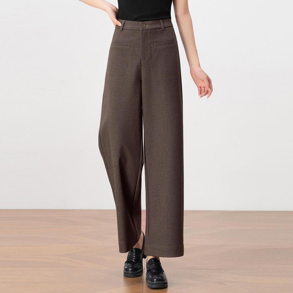 Damen High-Waist Weitbein Drapierhose - Herbst 2025, Schlankmachend, Neun-Punkt-Länge