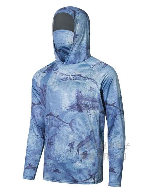 Men's sunscreen clothing summer UV protection breathable quick drying outdoor fishing clothing Luya fishing clothing hooded with mask