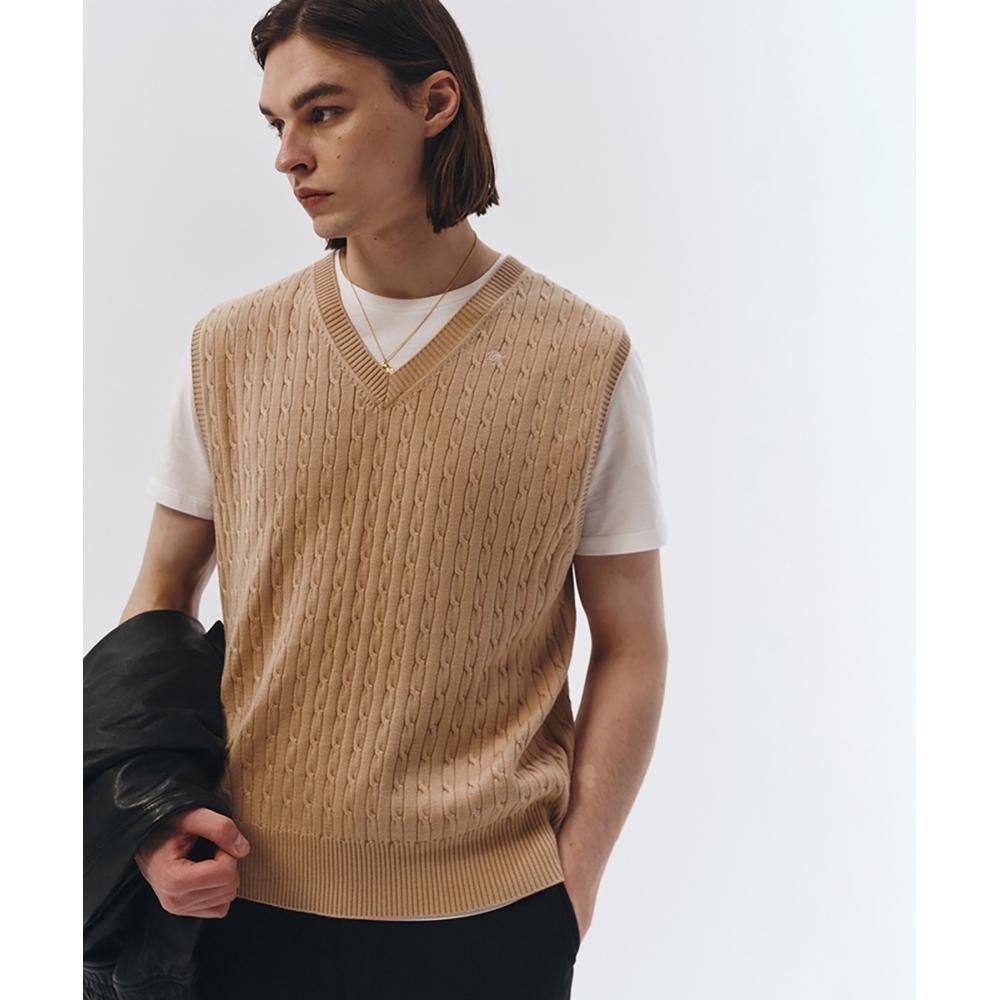 

DUNST UNISEX VNECK CABLE KNIT VEST CLASSIC BEIGEMUDSW3A101I2