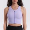 High-Impact Lycra Sports Bra with Front Zipper and Fixed Cups