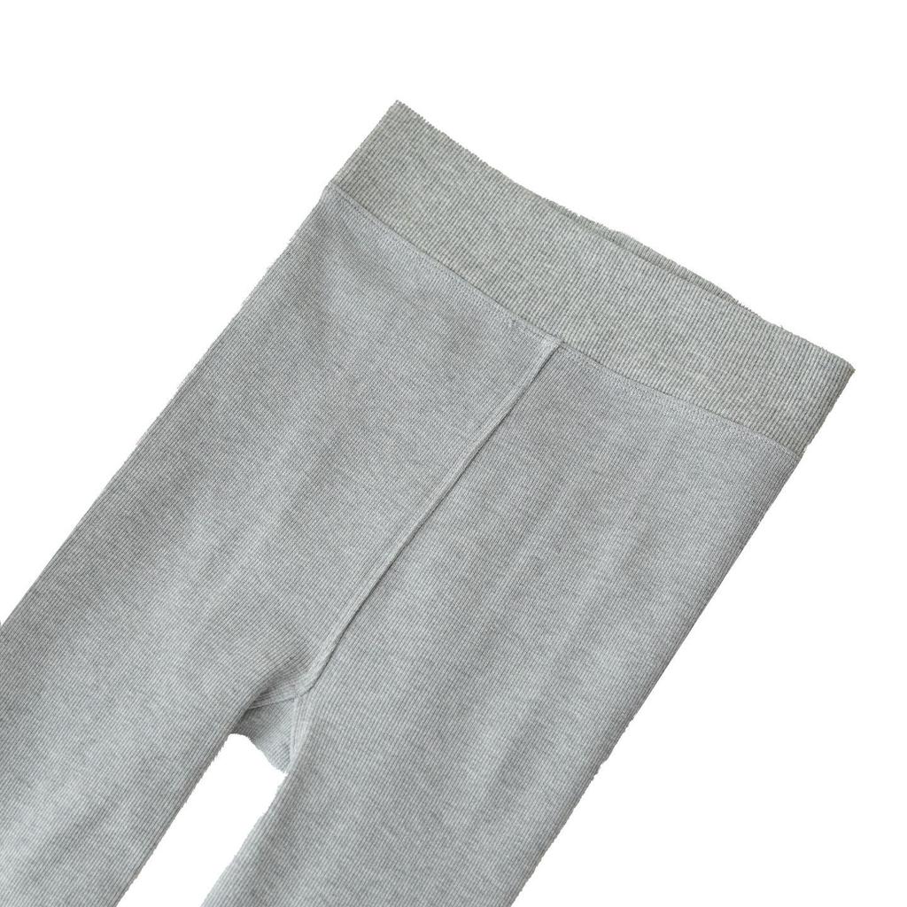 Extra Long Smoke Grey Fleece-Lined Micro Compression Vertical Stripe Women's Pantyhose Socks