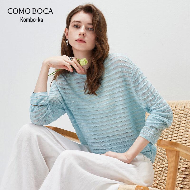 Kemengboka 2026 S/S Lyocell Tencel Knit Loose Long Sleeve Hollow T-Shirt