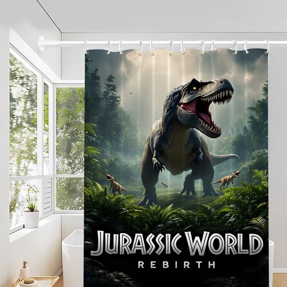 Movie Jurassic Park Dinosaur World Modern Simple Shower Curtain Bathroom Decorative Polyster Shower Curtain with Hook