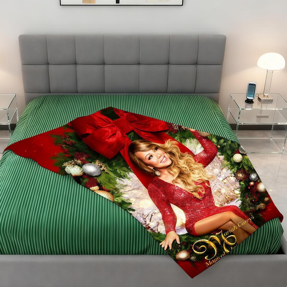 Sängerin M-Mariah C-Carey Merry Christmas Decke Super Warm Bequem Plüsch Überwurfdecke Kind Zuhause Sofa Schlafzimmer Geschenk