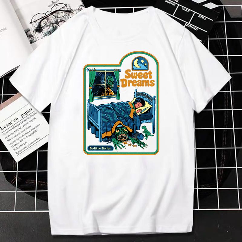 Gruseliges Satan Dämon Cartoon Grafik T-Shirt Damen Herren Übernatürlich Sensenmann Horror Tops Hipster Street Fashion Tee Camisetas