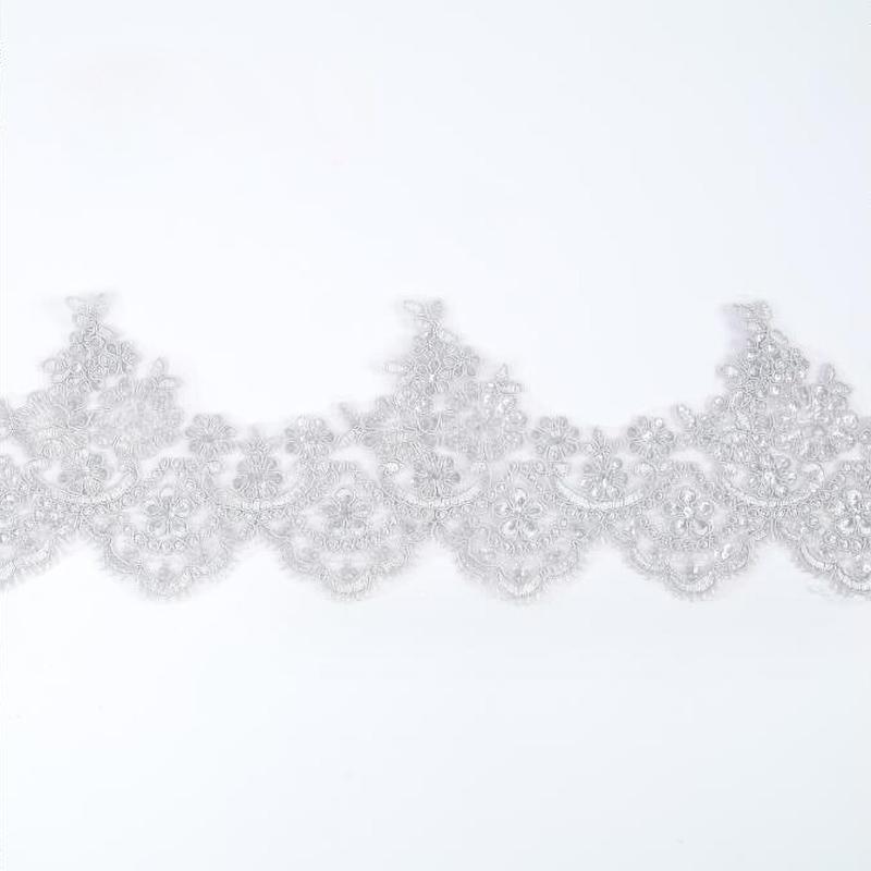 

1 ярд кружевной ткани с пайетками, цветочный венецианский сетчатый декор, аппликация для шитья свадебного платья, ширина 15 см 1Yard серый