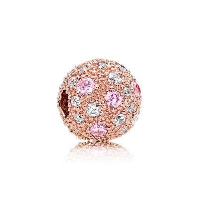 925 Silver Rose Gold Charms Open Heart Sparkling Polish Charm Pendant Clip Stopper Charms Fit Original Bracelet