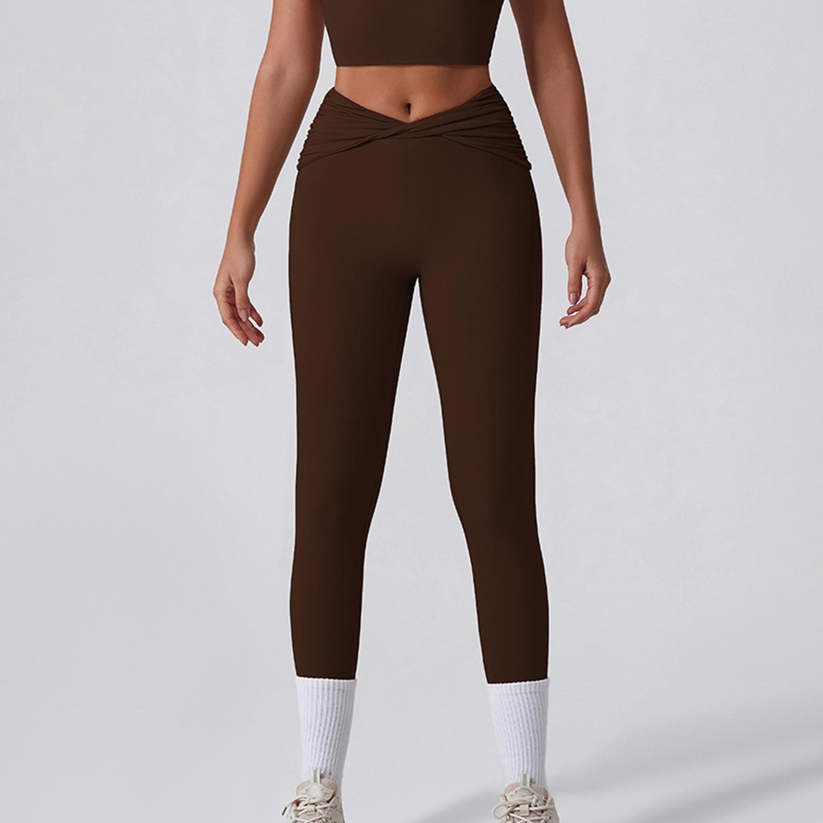 

Женские повседневные модные спортивные облегающие эластичные брюки для занятий йогой L коричневый