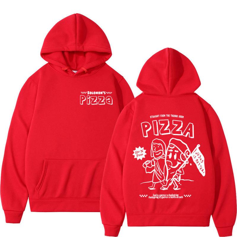 European Size Vintage Pizza Hoodie Set