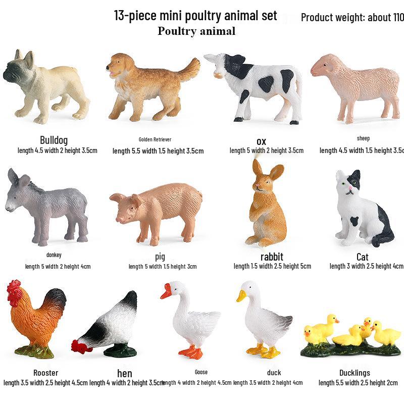 Farm Animal Simulation Toy Set: Chicken, Duck, Goose, Boar, Horse, Cow - Educational Gift for Children, Cognitive Ornament