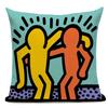 Figury Pop Art Graffiti Poszewka na Poduszkę Kolorowa Sztuka Abstrakcyjna Dekoracyjna Poszewka na Poduszkę Kwadratowa Lniana Poszewka na Poduszki do Rzucania