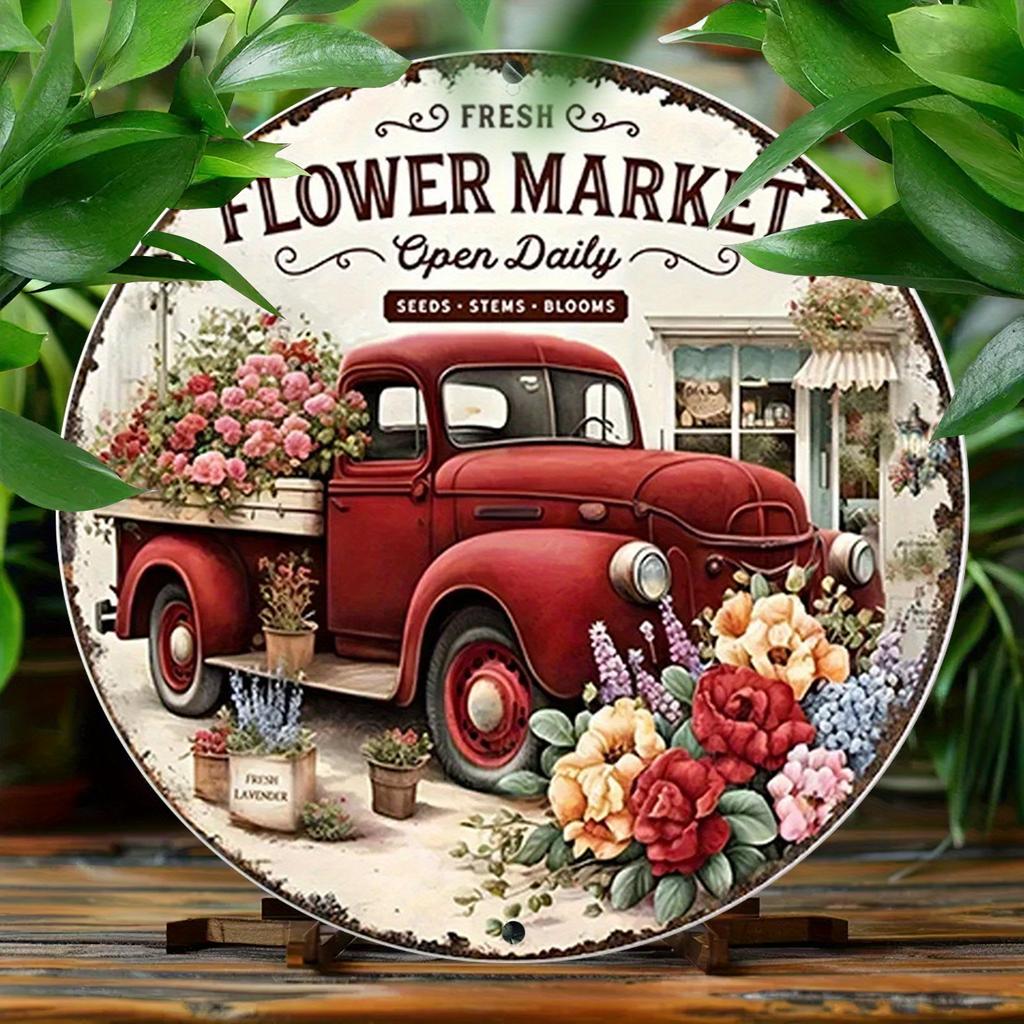 Round Metal Tin Sign Wall Decor Retro Farm Machinery Iron Plaque Home Garage Bar Cafe Rustic Industrial Decor Art Sign