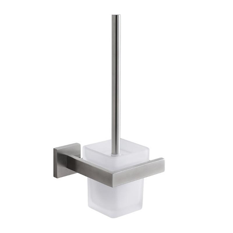 Corrosion Resistant Steel Square Toilet Brush with Dense Bristle Bathroom Sanitation Modern Aesthetic Comfortable Handle