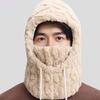 Solid Color Winter Pullover Cap Polyester Compact Cap Scarf Warmer Wrap Head Hat  Women