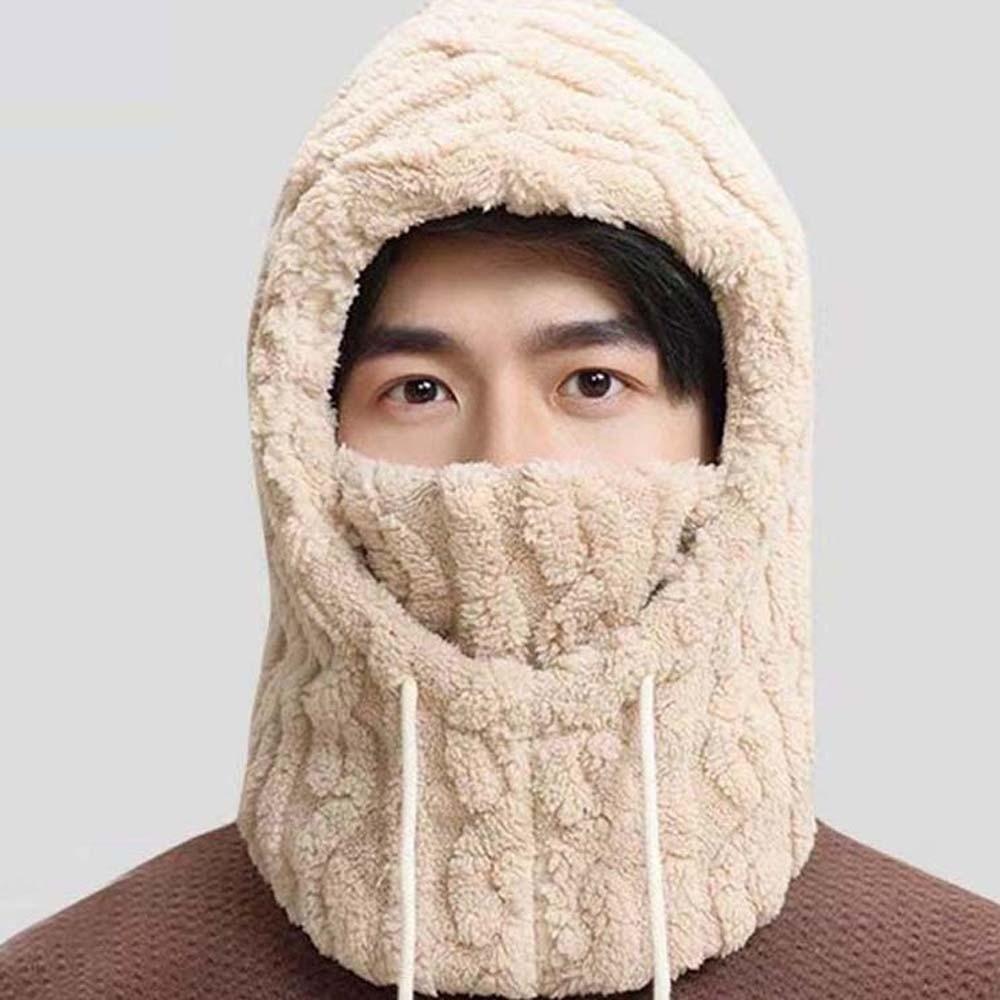 Solid Color Winter Pullover Cap Polyester Compact Cap Scarf Warmer Wrap Head Hat  Women