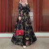 Muslim Street Fashion Long Sleeve O-Neck Printed Dress