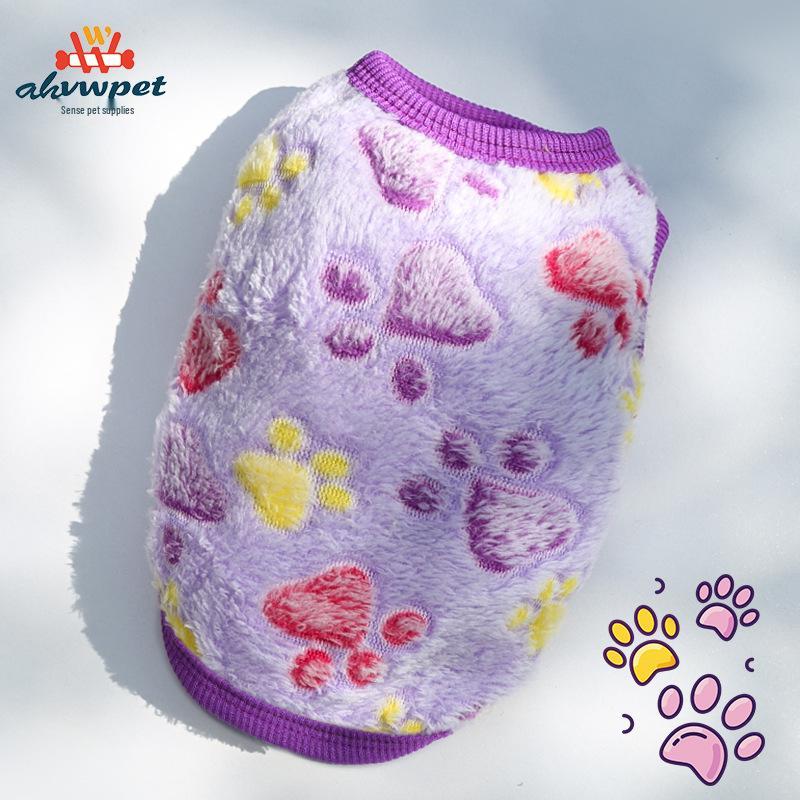 Cozy Cartoon Puppy Flannel Cat & Dog Vest - Warm Teacup Doggy Clothes for Small Pets