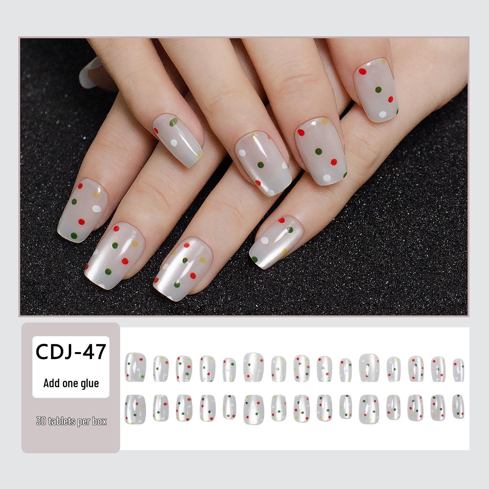

30 Iridescent Polka Dot Cat Eye Press-On Nails