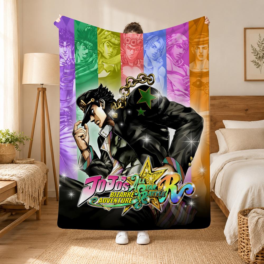 JoJos Bizarre Adventure Anime Throw 240g Flannel Blanket, Suitable for Sofas, Beds, Offices, Exquisite Gift Blankets