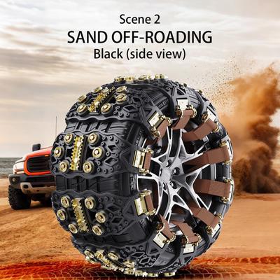 Tire Chains For Trucks Spikes Cleats Anti-Slip Quiet Heavy-Duty Tire Chains For Pickup Trucks For Ice Winter Hiking Trailer