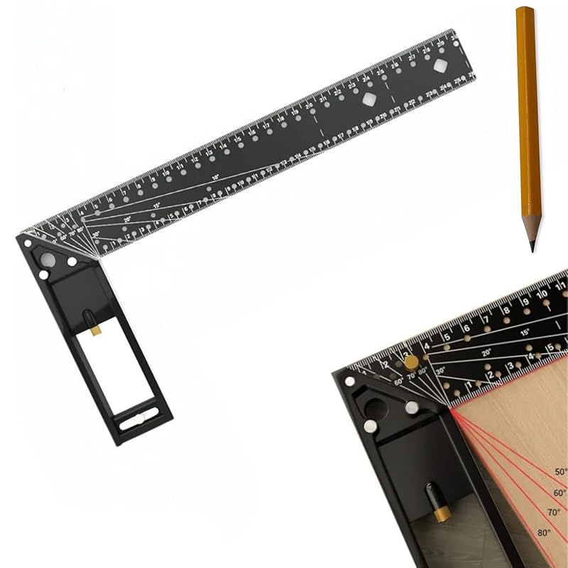 Tooltekt Square, 2024 New Woodworking Square Ruler, Multifunctional Right Angle Ruler, Multi-Angle Measuring Ruler Professional Measuring Tool, L