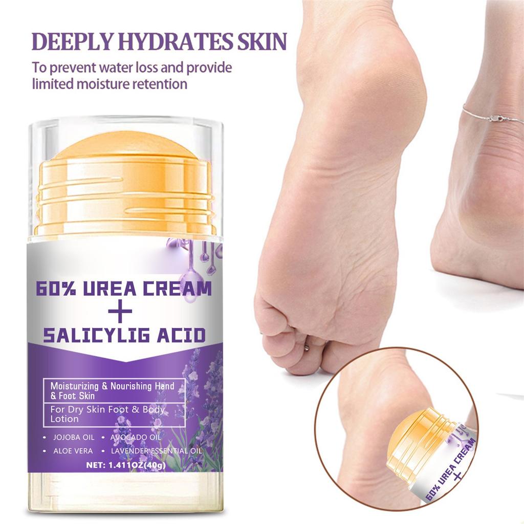 Urea Cream 60% For Cracked Heels And Hands, Foot Moisturizer For Calluses, Rough Skin On Feet, Elbows, Knees, 40g