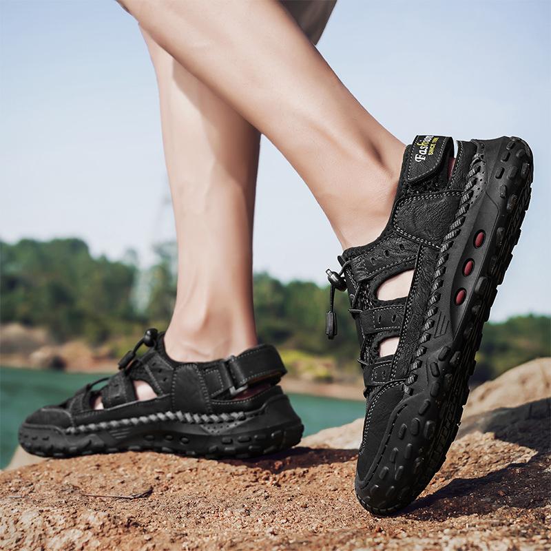 Summer Men's Large Size Sandals Fashion Roman Sandals Handmade Mesh Casual Shoes Platform Outdoor Men's Beach Sandals