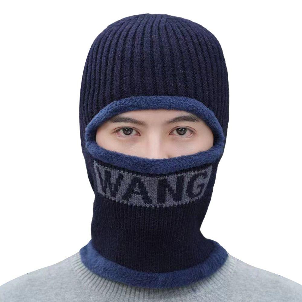 

Термальная шапка-бини, шарф, мягкая вязаная шапка, зимняя Балаклава для мужчин и женщин синий