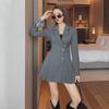 2025 Spring/Autumn Korean Double-breasted Western Thin Style Long-sleeved Dress