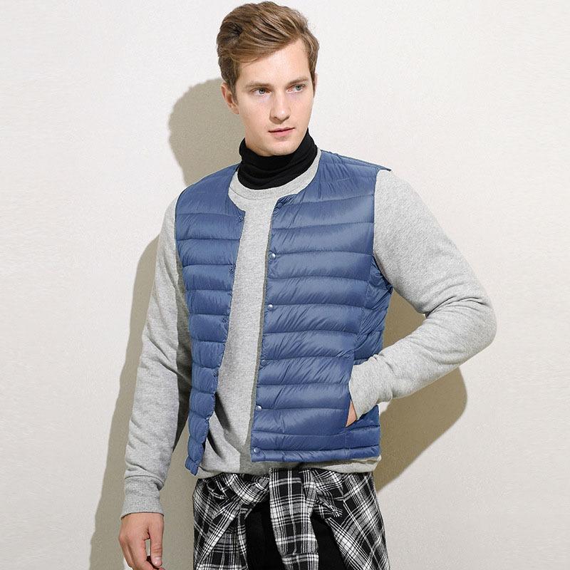 White Duck Down Light and Thin Down Jacket Men's Large Size Down Liner V-neck Men's Lightweight Round Neck Vest