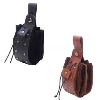 Borsa Laterale in Pelle Medievale Portamonete Rivetti in Pelle Sacchetti Portamonete da Vita Cosplay Medievale Borsa da Vita per Halloween