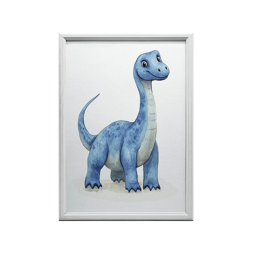 Plakat Niebieski Dinozaur W Krainie Fantazji Plakat Niebieski Dinozaur W Krainie Fantazji, 30X40 Cm, Bez Ramy, Płótno Premium Na Blejtramie