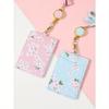 1pc Flower Print Card Cover With Lanyard, Used For Campus Cards, Work Cards, Business Cards, Etc.Spring, Home Dcor(Blue /Pink)